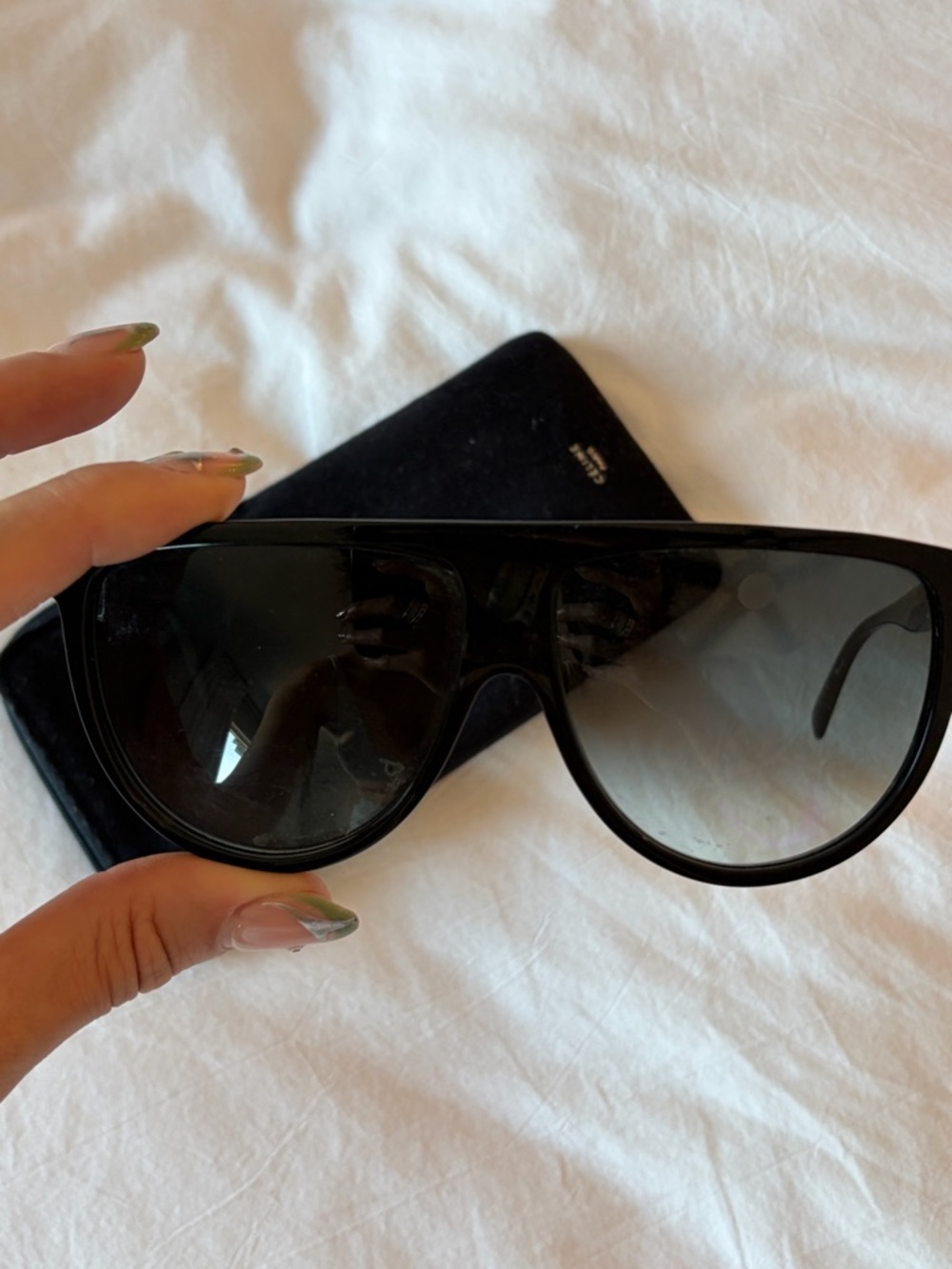 Authentic Celine  Black Oversized Shield Sunglasses